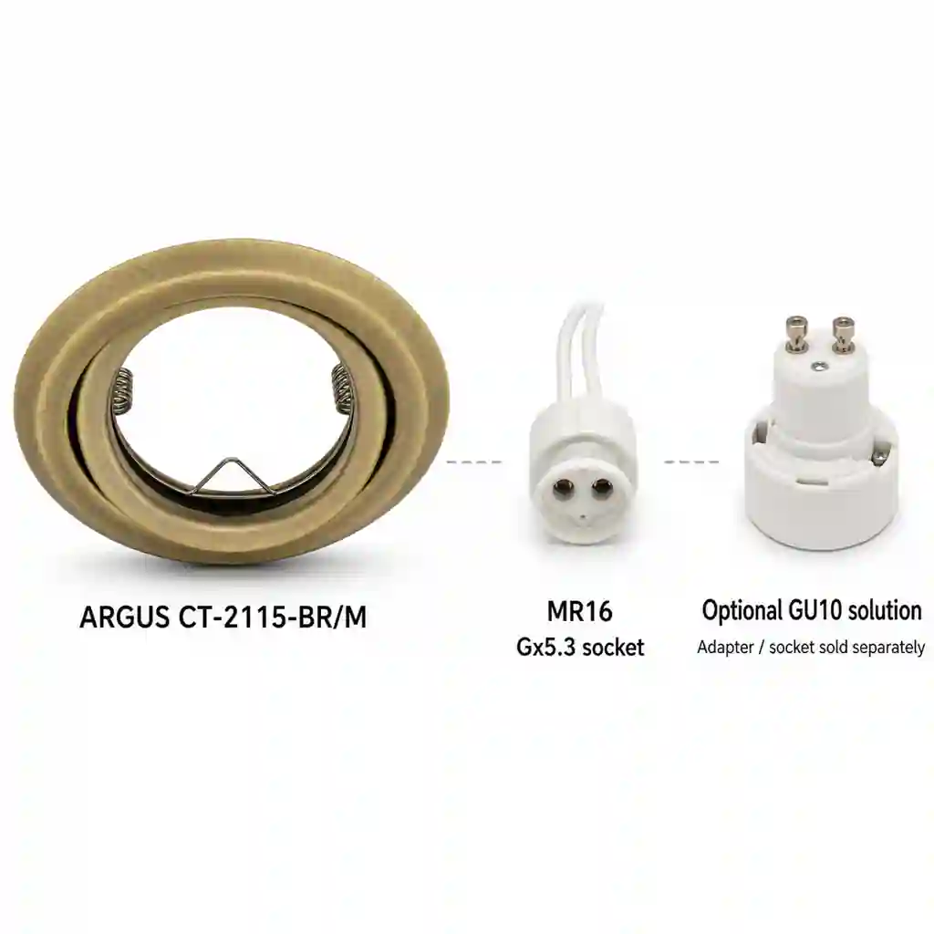 Patice Gx5,3 svítidla ARGUS CT-2115-BR/M s možností úpravy na GU10 adaptérem